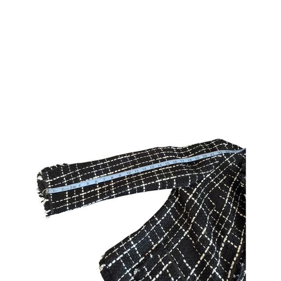 Vintage Blazer Women's Black White Tweed Twee Fringe Dressy Office Work Size 12 - Picture 12 of 13